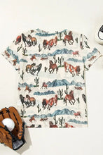 Womens Horse Print T Shirt with Denim Shorts Set Woman T Shirts