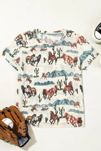 Womens Horse Print T Shirt with Denim Shorts Set Woman T Shirts