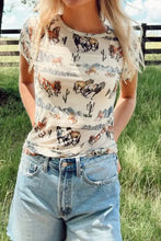 Womens Horse Print T Shirt with Denim Shorts Set Woman T Shirts