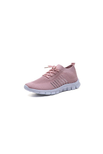 Women's Knit Athletic Sneakers in Beige Gray and Pink Pink