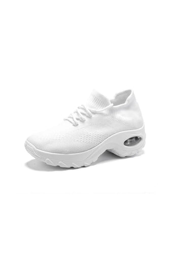 Women's Knit Athletic Sneakers in Black Red and White White