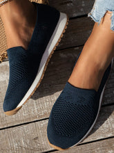 Women's Knit Slip-On Loafers in Black Navy and Beige Dark Navy