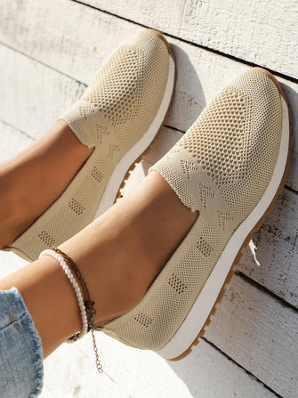 Women's Knit Slip-On Loafers in Black Navy and Beige Pastel Yellow