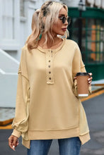 Buttoned Dropped Shoulder Sweatshirt Ivory Woman Sweatshirts