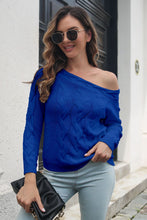 Women's Long Sleeve White Cable-Knit Sweater Pullover Royal Blue