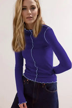 Women's Long-Sleeved Stretch Viscose Tops in Multiple Colors Indigo Woman T Shirts