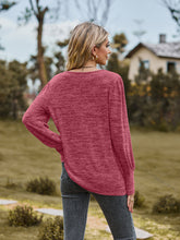 Womens Maroon Long Sleeve Top with Button Detail and Stretch Fabric