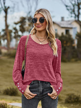 Womens Maroon Long Sleeve Top with Button Detail and Stretch Fabric Strawberry
