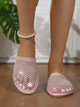Women's Mesh Slip-On Sandals and Rhinestone Mules Collection Pink