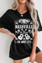 Women's Nashville Black Graphic Cotton T-Shirt