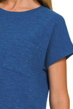 Womens Navy Round Neck Short Sleeve Textured Knit T Shirt
