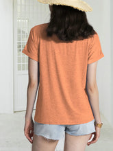 Womens Orange Button Front T Shirt with Short Sleeves