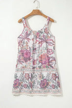 Womens pink and purple lavender floral lace cotton summer dress, size 10