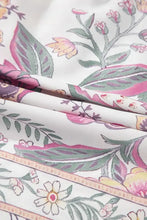 Womens pink and purple floral lace cotton summer dress on white background