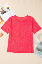 Women's Pink and Red Patterned Short Sleeve Top