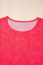 Women's Pink and Red Patterned Short Sleeve Top