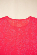 Women's Pink and Red Patterned Short Sleeve Top Woman T Shirts