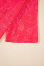 Women's Pink and Red Patterned Short Sleeve Top Woman T Shirts