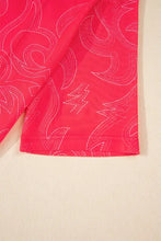 Women's Pink and Red Patterned Short Sleeve Top Woman T Shirts