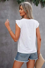 Womens Pink Cotton Eyelet Flutter Sleeve Top