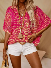Womens Pink Patterned Blouse with Basic Fit Polyester Spandex Blend