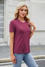 Womens Pink Short Sleeve T Shirt with Button Detail