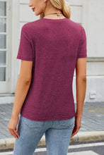 Womens Pink Short Sleeve T Shirt with Button Detail