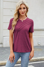 Womens Pink Short Sleeve T Shirt with Button Detail