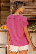 Womens Pink Striped USA Short Sleeve T Shirt