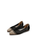 Women’s pointed toe breathable mesh ballet flats in black and beige