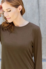 Women’s Round Neck Long Sleeve Shirt in Olive Brown