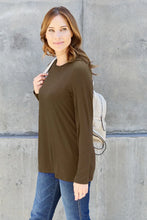 Women’s Round Neck Long Sleeve Shirt in Olive Brown