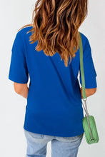 Women's Royal Blue American Flag T-Shirt Short Sleeve Woman T Shirts