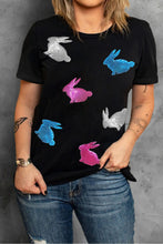 Womens Sequin Bunny Design T Shirt in Black or Gray