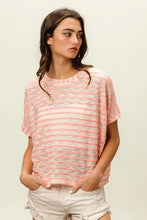Women’s short sleeve round neck t-shirt in braid striped design