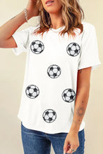 Women's Soccer Ball Patterned Sequin T-Shirt