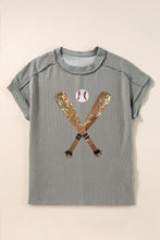 Women's Striped Baseball Sequin T-Shirt