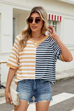 Women's Striped Color-Block T-Shirt Khaki Black Woman T Shirts