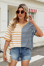 Women's Striped Color-Block T-Shirt Khaki Black
