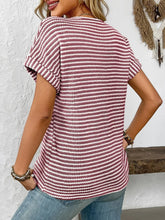 Women's Striped Knit Top in Stretch Polyester Blend