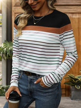 Women's Striped Long Sleeve Basic T Shirt