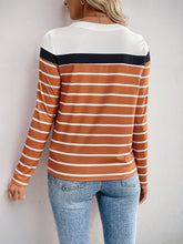 Womens Striped Long Sleeve Shirt Basic Style Moderate Stretch