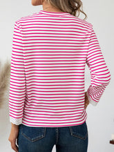 Womens Striped Long Sleeve Shirt with Heart Detail