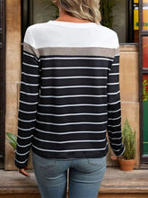 Womens Striped Long Sleeve T Shirt Basic Opaque Slightly Stretchy