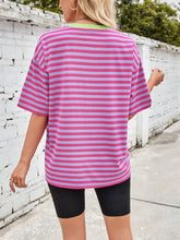 Womens Striped Oversized T Shirt Rayon Blend