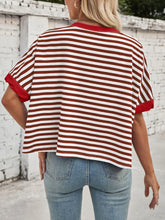 Womens Striped Short Sleeve Basic T Shirt