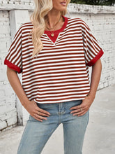 Womens Striped Short Sleeve Basic T Shirt