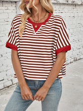 Womens Striped Short Sleeve Basic T Shirt