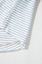 Women's Striped Short Sleeve Shirt with Floral Patterned Shoulders Woman T Shirts