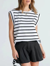 Womens Striped Sleeveless Top Rayon Blend